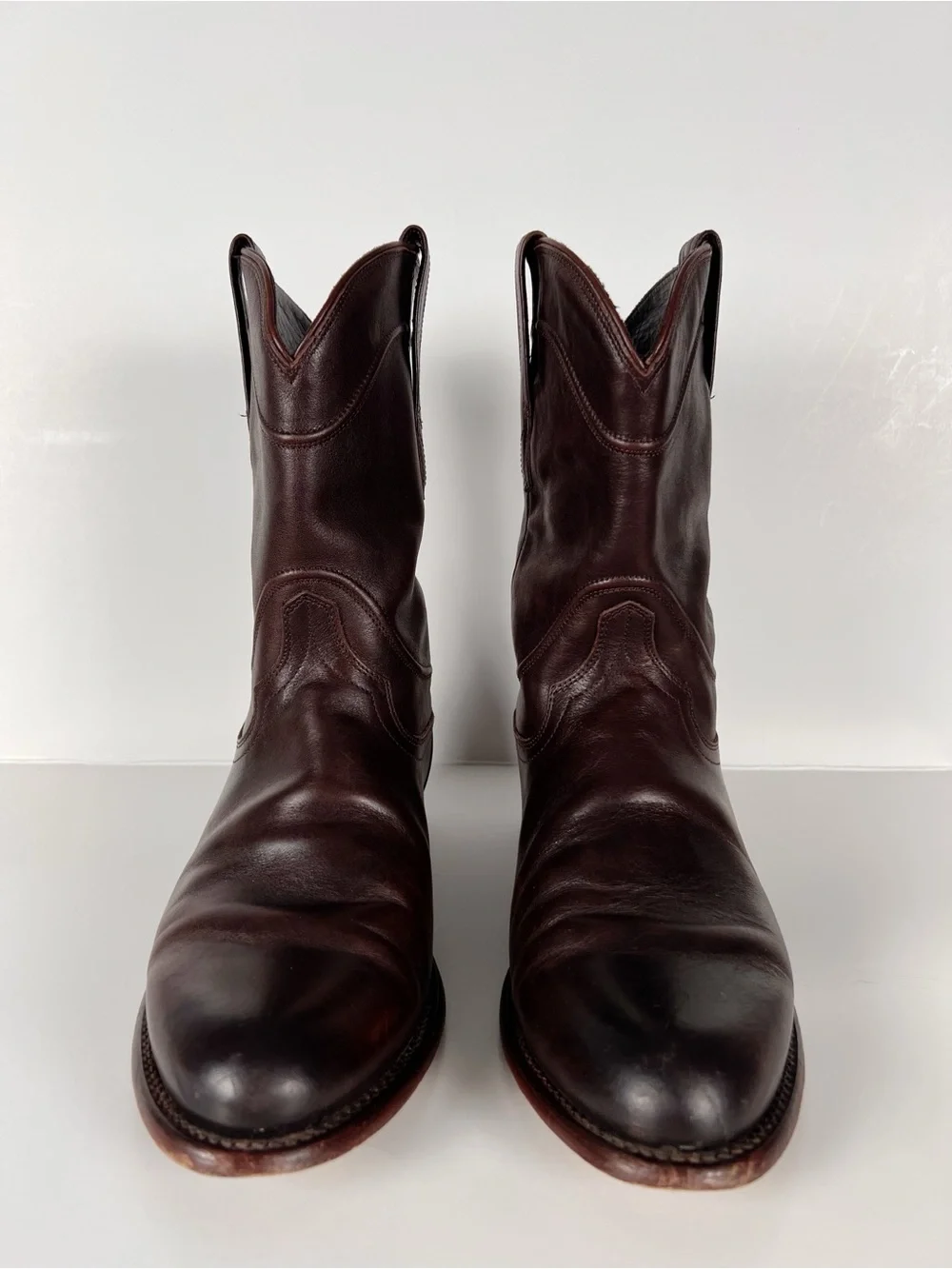 Tecovas The Earl Cowhide Roper Smooth Leather Roper Boots Dark Brown 9.5 EE Wide